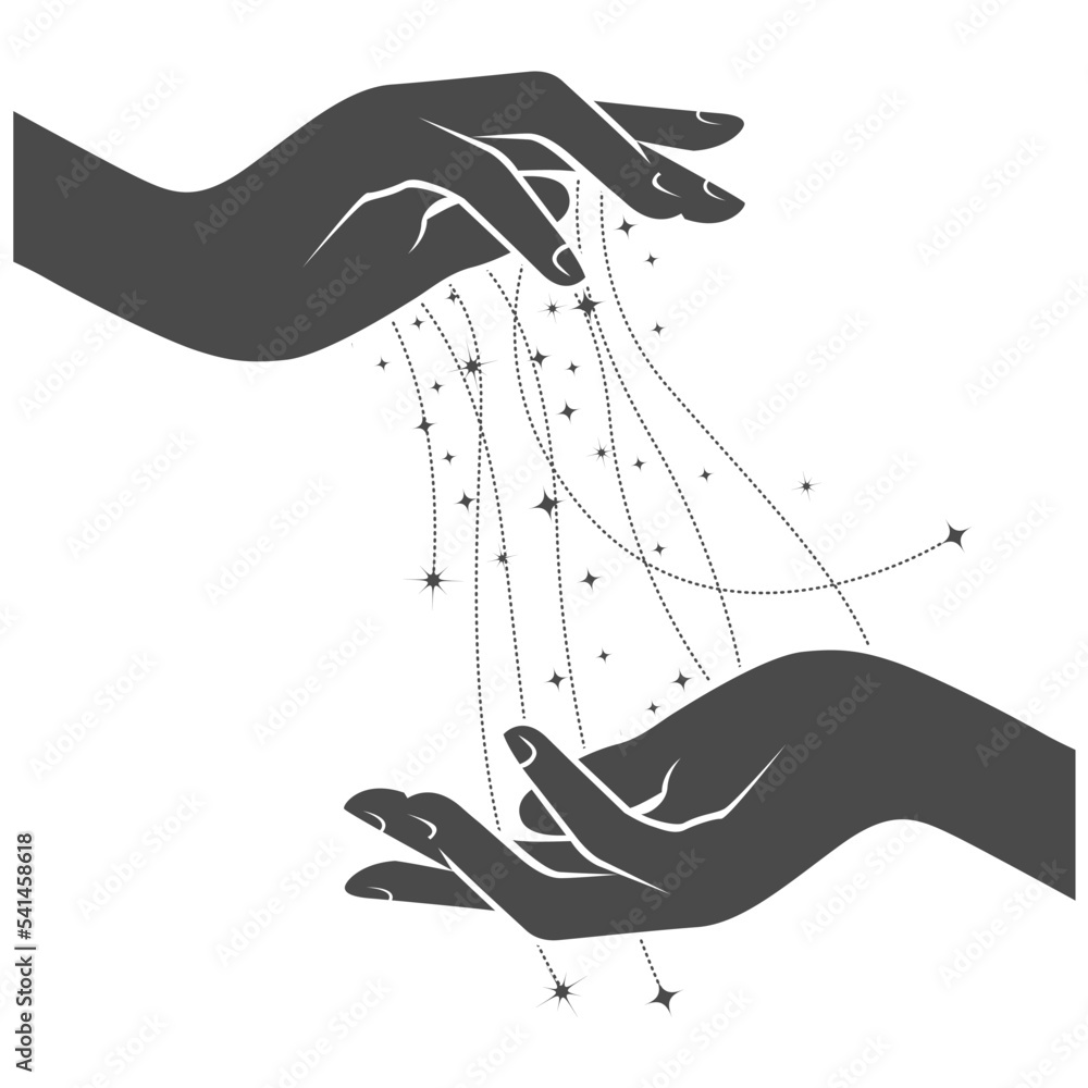 Hands of witch, magic spell, sorcery of sorceress, incantation and