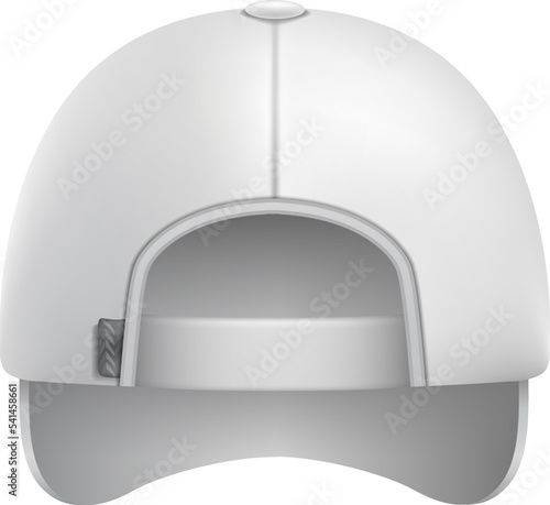 Baseball cap white mockup. Realistic rear view