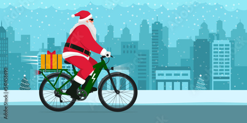 Santa Claus riding an e-bike