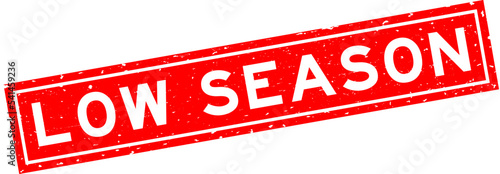 Grunge red low season word square rubber seal stamp on white background