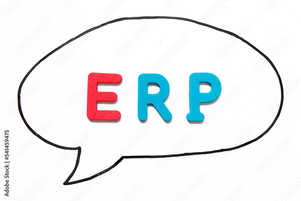 Alphabet letter with word ERP (abbreviation of Enterprise Resource