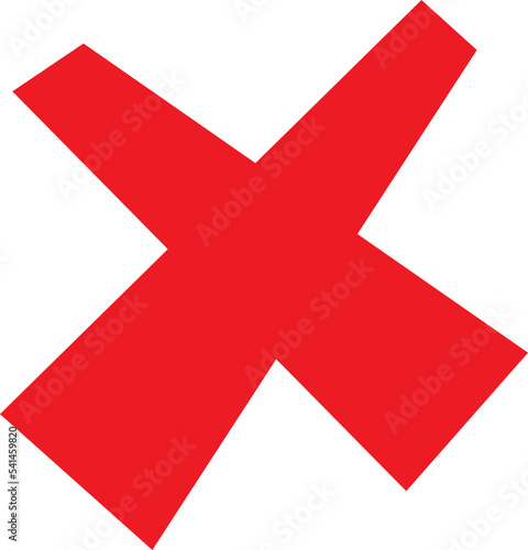 Red cross symbol. Flat no sign. Wrong choice