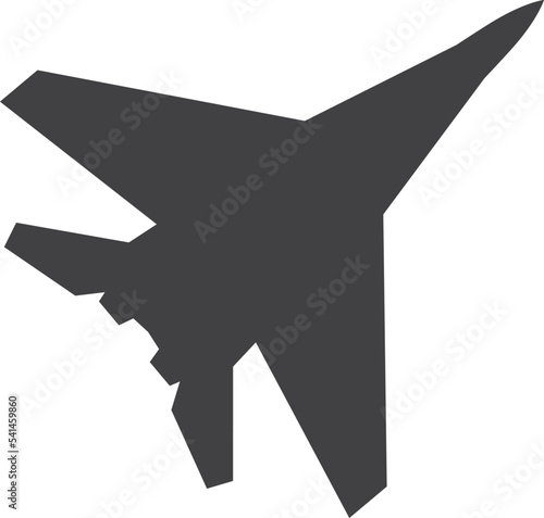 Fighter icon. Black air force symbol. Plane sign
