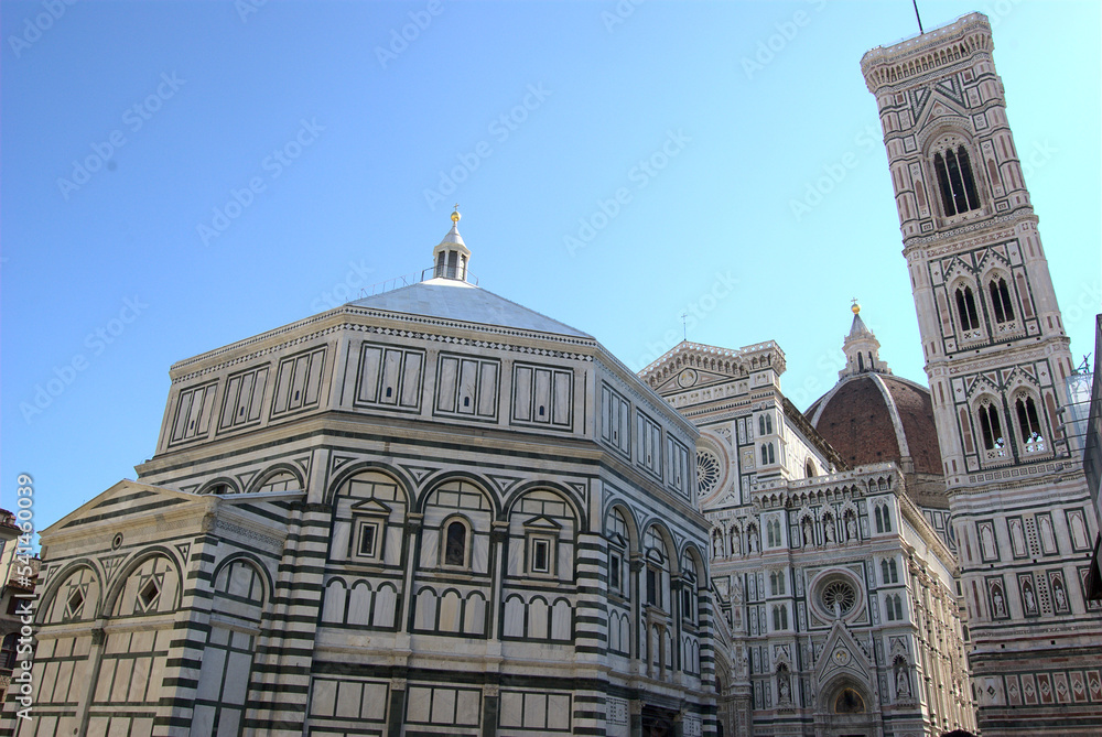Florence, Italy: a view of Saint John Baptistery and the Duomo 