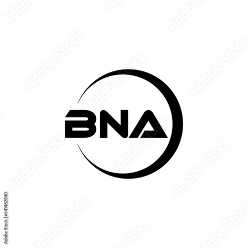BNA letter logo design with white background in illustrator, cube logo, vector logo, modern alphabet font overlap style. calligraphy designs for logo, Poster, Invitation, etc. photo