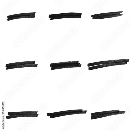 9 Handgemalte Stift Markierungen in schwarz