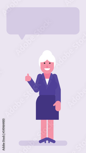 Old business woman showing thumbs up and smiling