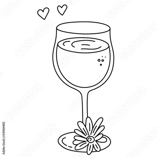 Drink, alcoholic cocktail, festive beverage for holiday celebrating. Use for decorating design menu. Hand-drawn doodle style. Editable stroke. Isolated. Vector illustration