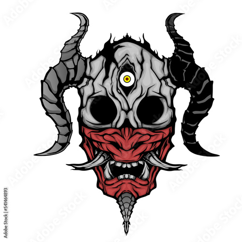 illustration of a skull with horns