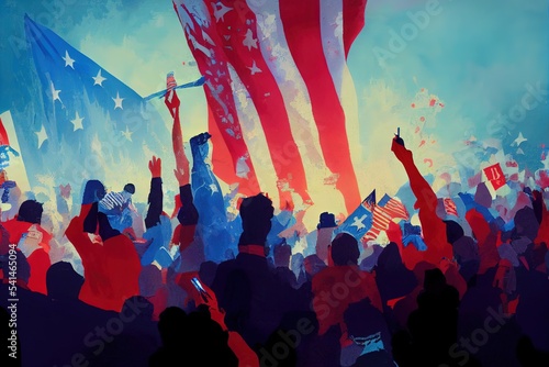 America, US, midterm, election celebration, graphic illustration, art photo