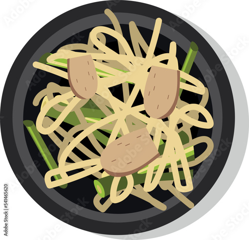 Pad thai dish top view. Traditional asian food