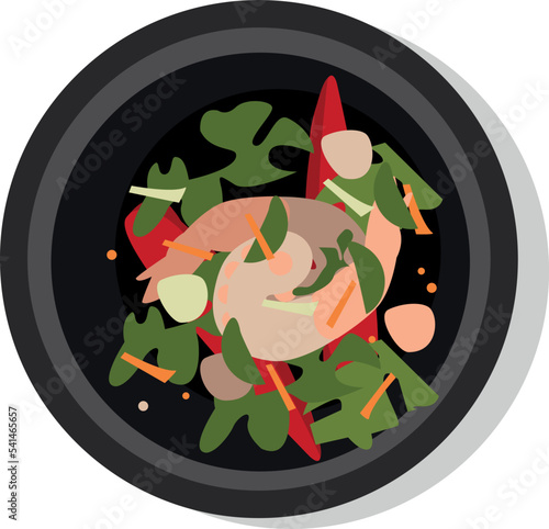 Som tam. Traditional thai dish top view