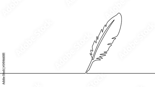 One line feather pen online education concept. E-learning training skill courses. Certificate student diploma sketch continuous line banner template vector illustration