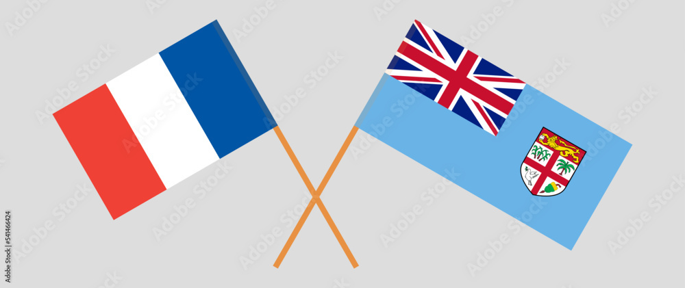 Crossed flags of France and Fiji. Official colors. Correct proportion Crossed flags of France and Fiji. Official colors. Correct proportion