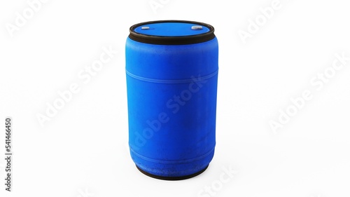 Blue construction plastic barrel