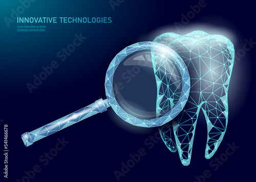 Medical healthy human tooth 3d. Medicine model low poly. Doctor online concept. Medical consultation app. Web healthcare dentist stomatologist modern technology vector illustration