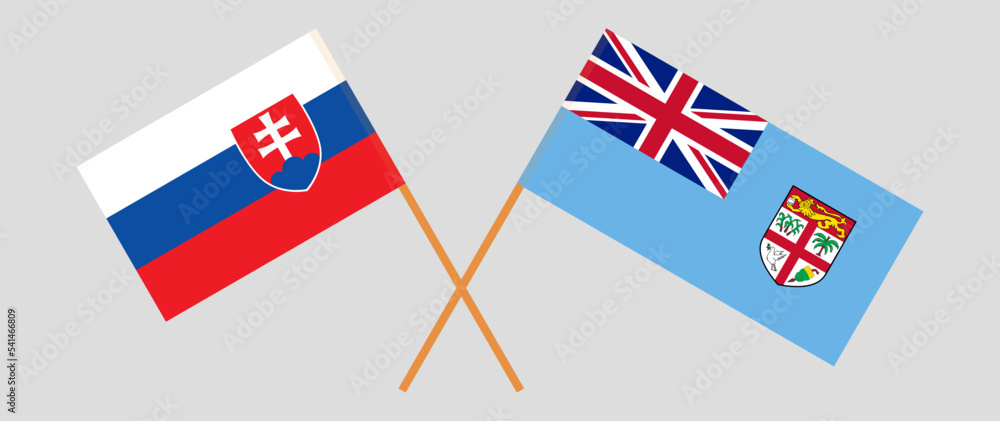 Crossed flags of Slovakia and Fiji. Official colors. Correct proportion
