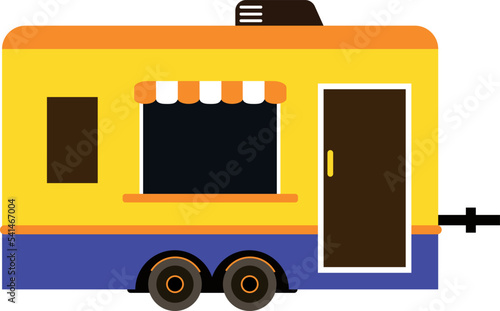 Open street store in food truck. Market stand