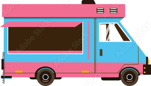 Ice cream truck. Pink food stand transport
