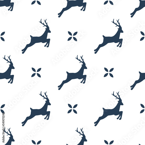 Seamless pattern winter deers. Ideal for printing on fabric and paper, decorating postcards. Winter background for Christmas and New Year design.