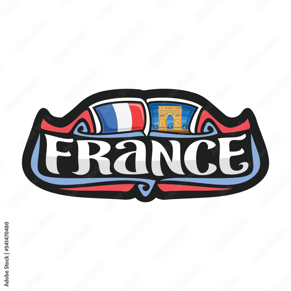 France Flag Travel Souvenir Skyline Landmark Map Sticker Logo Badge Label Stamp Seal Emblem Coat of Arms Gift Vector Illustration SVG EPS