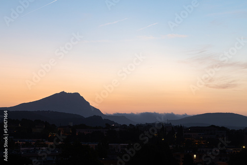 the Sainte Victoire mountain in the light of an autumn morning