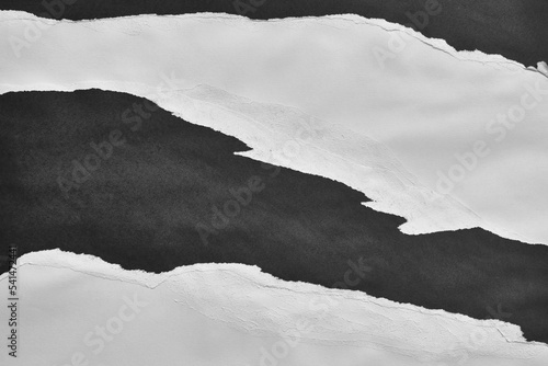 Black and White Torn Paper Collage Style, Ripped Paper Effect, Texture Abstract Background, Copy Space for Text.
