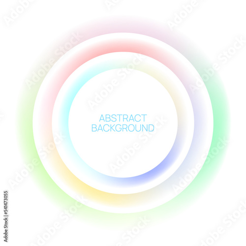Round banners with gradient glow. Vector multicolored blurred glowing circles frame.