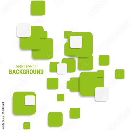 Vector abstract background with green and white chaotic squares and shadows. Concept for presentations of medicine, pharmacology, technology, brochures.