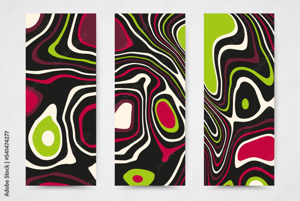 Obraz premium Colorful bright wave background design, vertical banners set