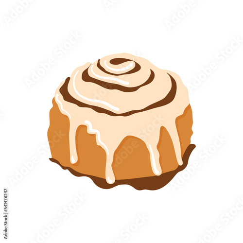 Cinnamon roll bun icons set cartoon vector. Food baked in flat style. Bread bakery concept