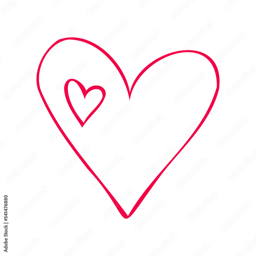 Simple red vector doodle heart. Abstract illustration for design. Element for creating patterns, postcards, sublimations, decor. Valentine's day, love, wedding, relationship Simple red vector doodle heart. Abstract illustration for design. Element for creating patterns, postcards, sublimations, decor. Valentine's day, love, wedding, relationship