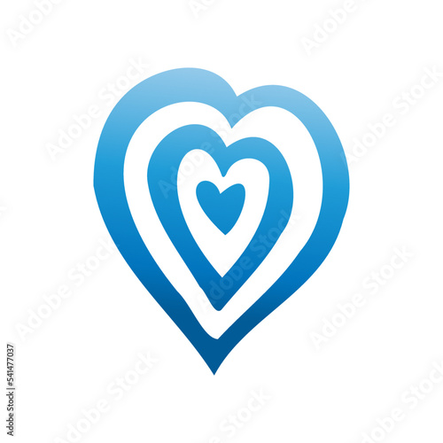 Simple blue doodle heart. Isolated design element for valentine's day, wedding, romance