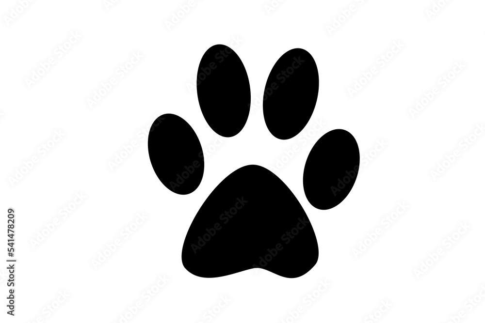 Huella de pata de gato o perro sobre un fondo blanco liso y aislado. Vista  superior y de cerca. Copy space ilustración de Stock | Adobe Stock