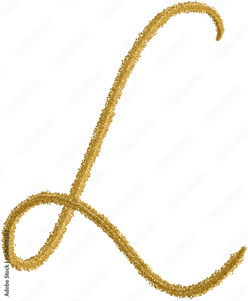 Gold Calligraphy Alphabet Letter L, Cursive L Stock Photo | Adobe Stock