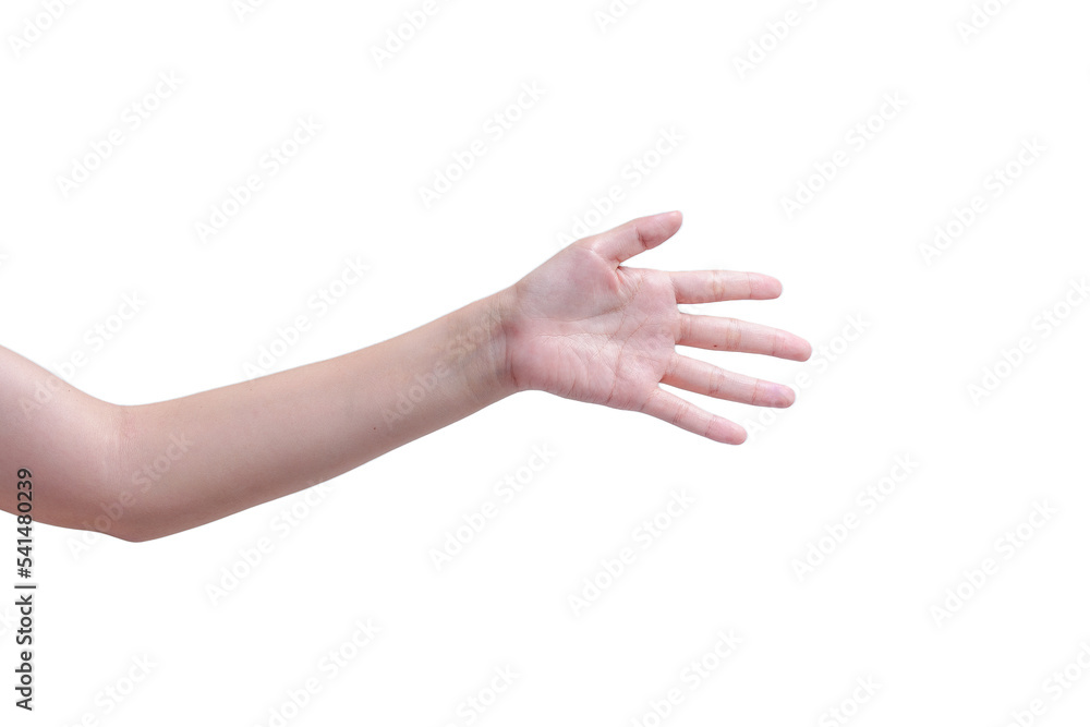 Female hand isolated on black background