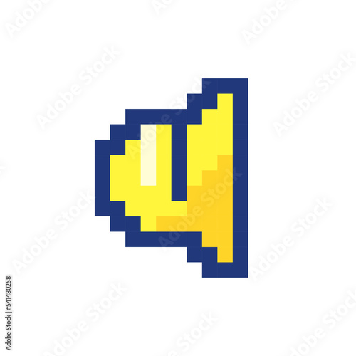 Audio settings pixelated RGB color ui icon. Sound mode. Loudspeaker parameter. Simplistic filled 8bit graphic element. Retro style design for arcade, video game art. Editable vector isolated image