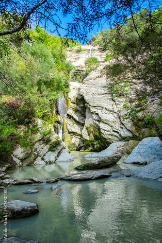 Bogova waterfall summer in Albania in the mountains