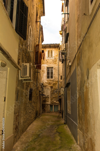 A quiet backstreet in the historic medieval centre of Piran on the coast of Slovenia  © dragoncello