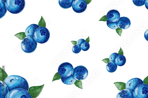 background with watercolor blueberries