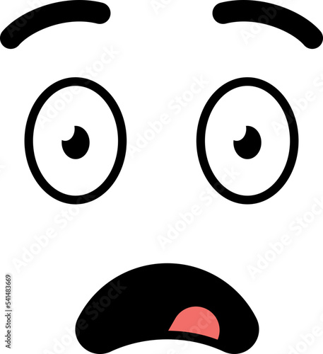 Shocked face doodle. Scared expression with open mouth