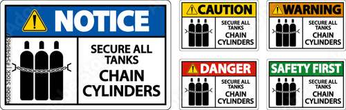 Notice Sign Secure All Tanks, Chain Cylinders