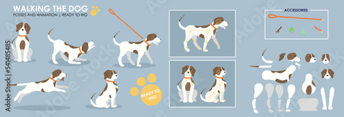 Dog character for animation. Created with various poses, expressions and angles, ready to rig for animation. 