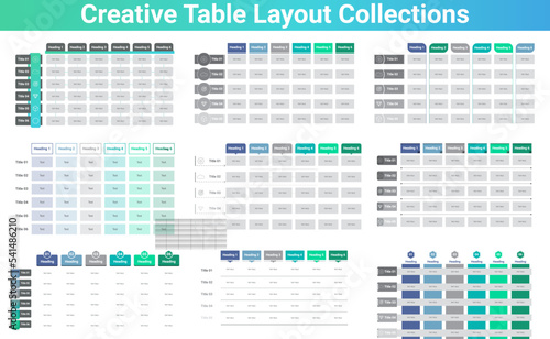 Creative PowerPoint Table Layout, 
9 Different Table Format, PowerPoint Table, Creative Table Layout