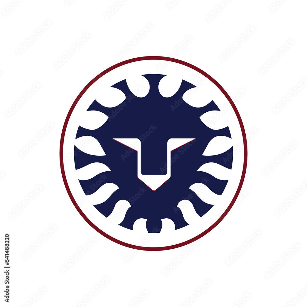 Abstract lion head icon with a circle vector template on white background Abstract lion head icon with a circle vector template on white background