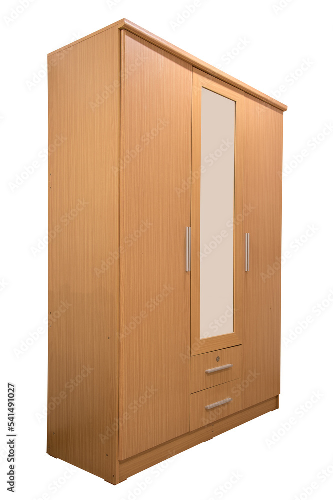Fototapeta premium Wooden wardrobe with mirror.
