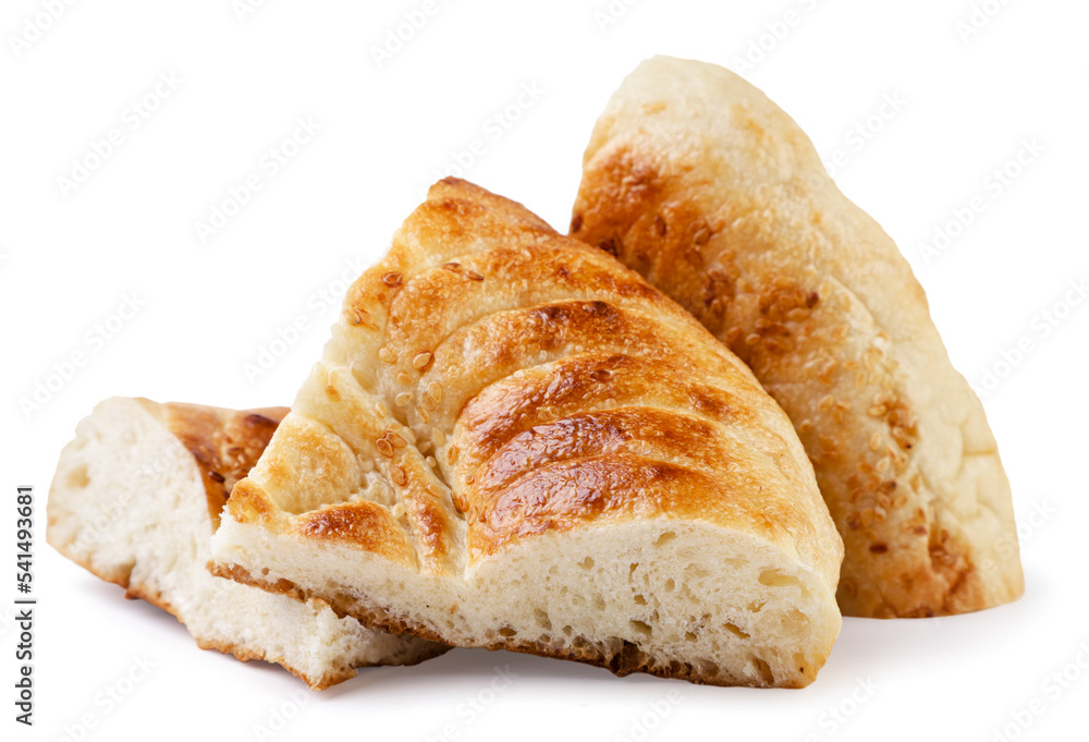 Pieces of pita bread on a white background. isolated Pieces of pita bread on a white background. isolated