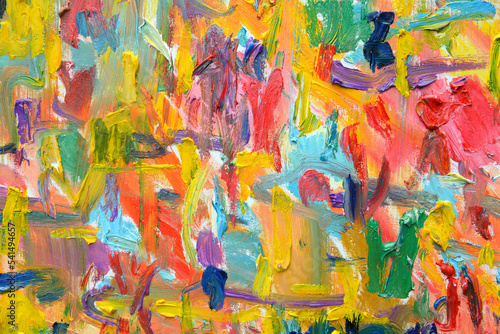 Color of lifes. Expressionist mood  texture Brush paint drawn vivid colorful oil on canvas