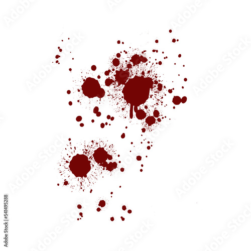 Red blood splatter stain on white background photo