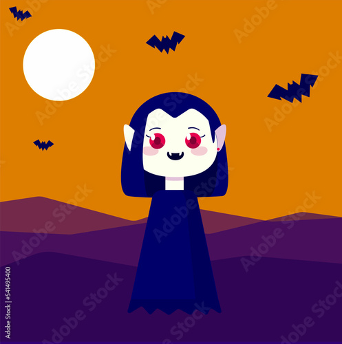 Halloween Kids Monsters EUA  and Brazil Celebration Costumer of  Vampire Dracula Bat 31 October Horror Cute Chibi Dark colours Scary trick or treating folklore Blood Friendly